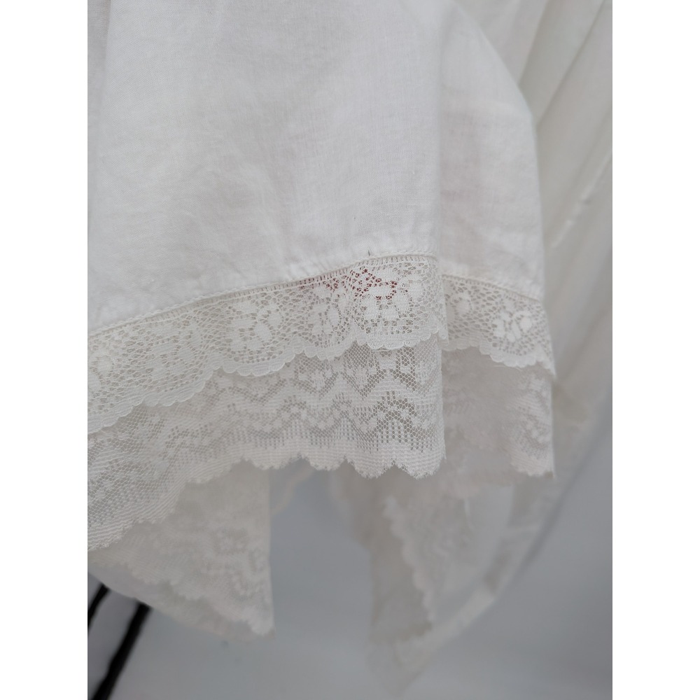 Boho Cottagecore Victorian 70s Saybury White Cotton Embroidery Lace Maxi M Gown - Picture 9 of 13